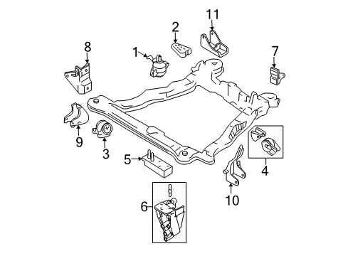2003 Hyundai Tiburon Engine & Trans Mounting Bracket Assembly-Engine Support Diagram for 21610-37106