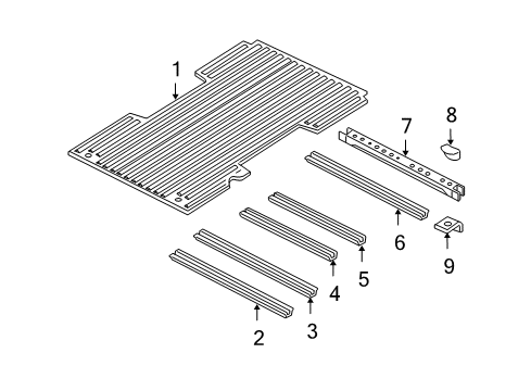 2003 Dodge Dakota Pick Up Box - Floor Pan-Box Floor Diagram for 55257144AC