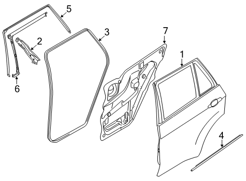 2011 BMW X5 Rear Door Rear Left Window Regulator Diagram for 51357166381