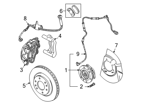 2005 Buick Rainier Anti-Lock Brakes Bracket, Front Brake Caliper Diagram for 88964430