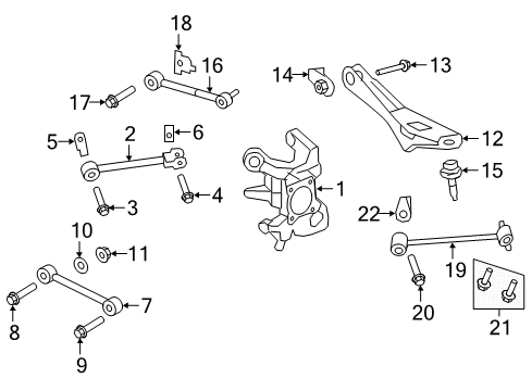 2007 Lincoln Navigator Rear Suspension Components, Lower Control Arm, Upper Control Arm, Ride Control, Stabilizer Bar Knuckle Diagram for 9L1Z-5A968-B