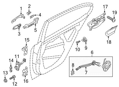 2019 Kia Cadenza Rear Door Unit Assembly-Power Window Diagram for 93581F6500