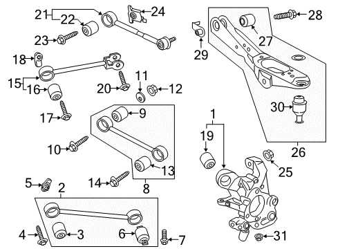 2020 Lincoln Navigator Rear Suspension Link Rod Mount Bolt Diagram for -W711237-S439