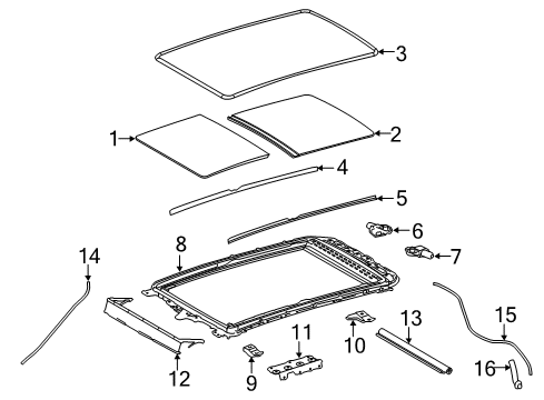 2015 Toyota Highlander Sunroof Housing Assembly Front Bracket Diagram for 63241-0E060