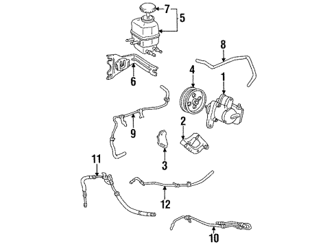 1993 Toyota Camry P/S Pump & Hoses, Steering Gear & Linkage Hose, Oil Reservoir To Pump Diagram for 44348-33010