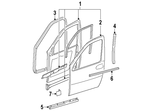 2000 Oldsmobile Silhouette Front Door Weatherstrip Asm-Front Side Door Rear Auxiliary Diagram for 10296294