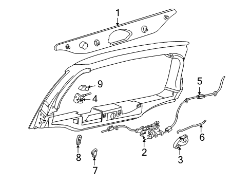 2001 Ford Excursion Lift Gate - Lock & Hardware Release Cable Diagram for 5C7Z-7843170-B