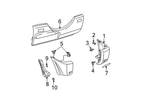 2004 Toyota RAV4 Rear Bumper Seal Diagram for 52591-42020