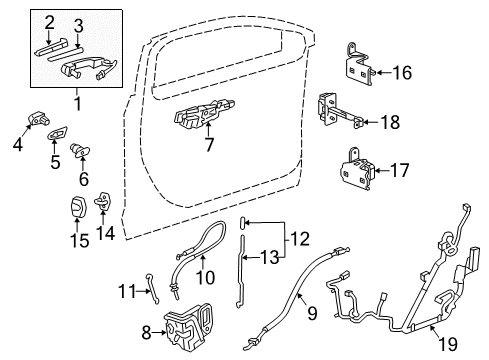 2014 Cadillac XTS Front Door - Lock & Hardware Upper Hinge Diagram for 13576849