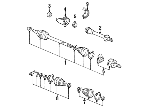 1997 Honda Accord Drive Axles - Front Cv Boot Set, Inboard Diagram for 44017-SV7-000
