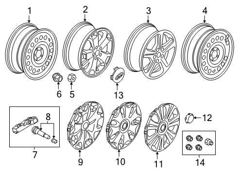 2022 Ford Transit Connect Wheels Wheel, Alloy Diagram for KT1Z-1007-A