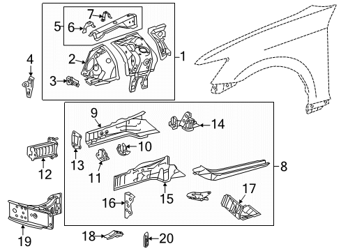 2017 Lexus IS300 Structural Components & Rails Bracket Sub-Assy, NO.7 Body Mounting, LH Diagram for 57032-30010
