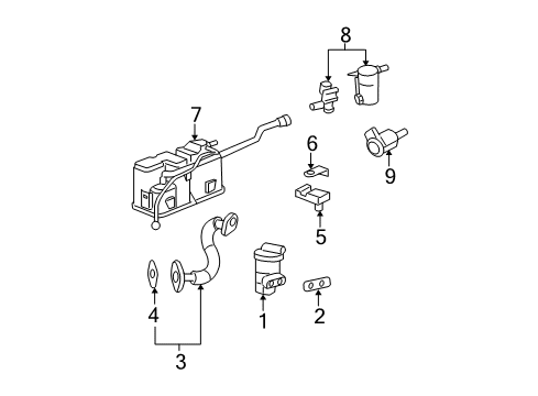 2007 Chevrolet Malibu Emission Components Manifold Absolute Pressure Sensor Sensor Bracket Diagram for 12608623