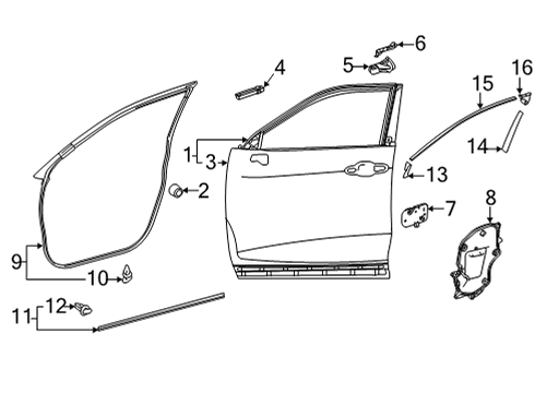 2021 Toyota Venza Door & Components Door Shell Diagram for 67002-48180