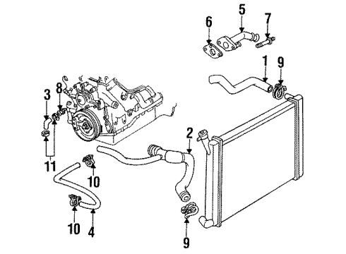 1993 Buick Skylark Radiator Hoses Gasket-Water Outlet Diagram for 25533243