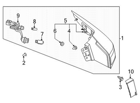 2021 Nissan Rogue Tail Lamps Combination Lamp Assy-Rear, LH Diagram for 26555-6RR0A