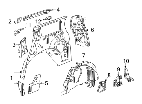 2018 GMC Acadia Inner Structure - Quarter Panel Wheelhouse Brace Diagram for 84338623