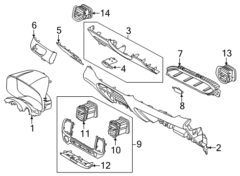 2020 Hyundai Venue Cluster & Switches, Instrument Panel Panel Assembly-Cluster Facia Diagram for 84830-K2100-NNB