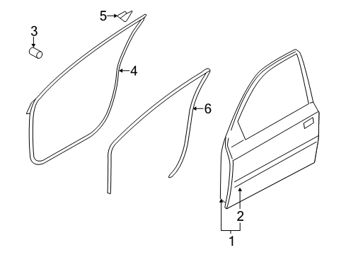 2014 Hyundai Accent Front Door Weatherstrip Assembly-Front Door Side RH Diagram for 82140-1R000