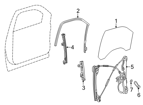 2021 GMC Sierra 1500 Front Door Window Regulator Diagram for 84652630