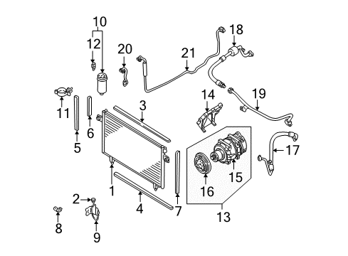 1998 Nissan Pathfinder A/C Condenser, Compressor & Lines Hose-Flexible, Low Diagram for 92480-0W007