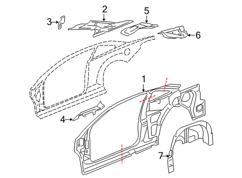 2006 Chevrolet Cobalt Inner Structure - Quarter Panel Panel-Rear Wheelhouse Inner Diagram for 25880272