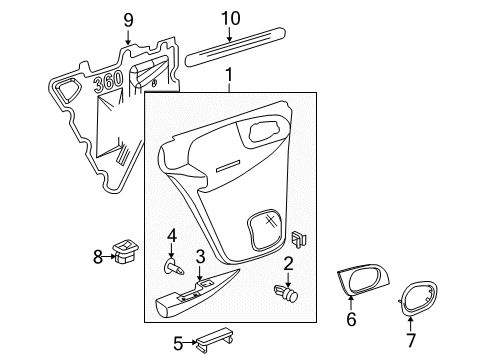 2005 Saab 9-7x Rear Door Belt Weatherstrip Diagram for 15033292