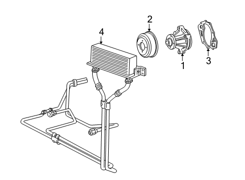 2002 Ford E-150 Econoline Club Wagon Water Pump, Trans Oil Cooler Transmission Cooler Diagram for 4C2Z-7A095-DA