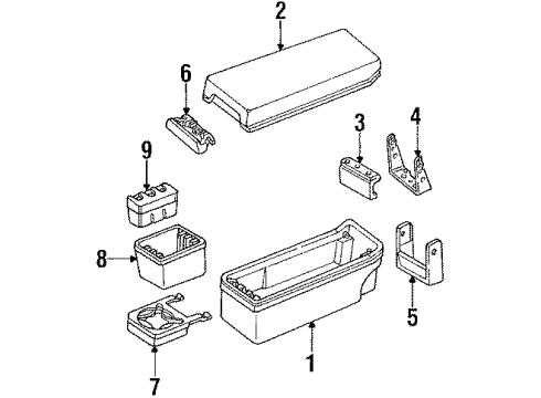 1993 Buick Century Console Latch Asm, Front Seat Storage Armrest *Sapphire Diagram for 12398150