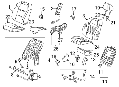 2012 Acura MDX Passenger Seat Components Pad, Right Front Seat Cushion Diagram for 81137-STX-A01