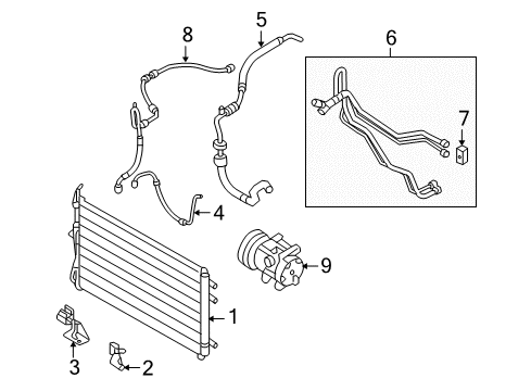 2007 Hyundai Entourage A/C Condenser, Compressor & Lines Fan Assembly-Condenser Diagram for 25231-1C360