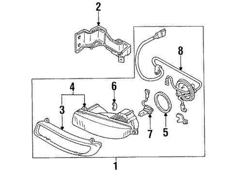 1994 Ford Aspire Fog Lamps Fog Lamp Assembly Diagram for F4BZ15200B