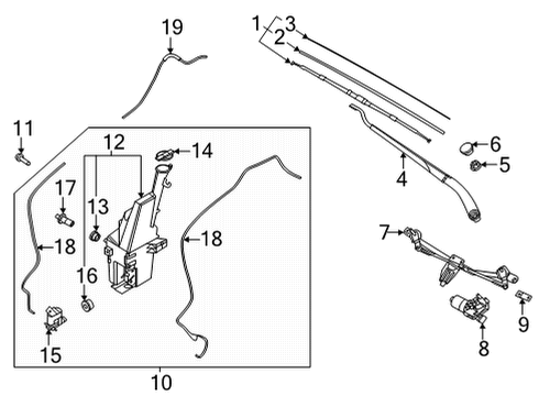 2021 Kia Seltos Wiper & Washer Components Reservoir & Pump Assembly Diagram for 98610Q5100