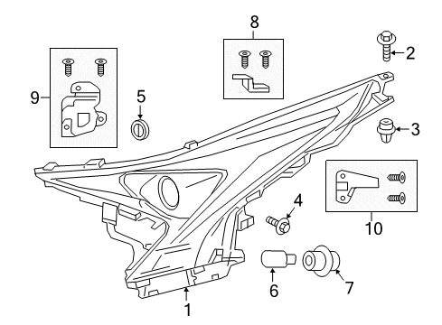 2017 Toyota Prius Bulbs Composite Headlamp Diagram for 81070-47741