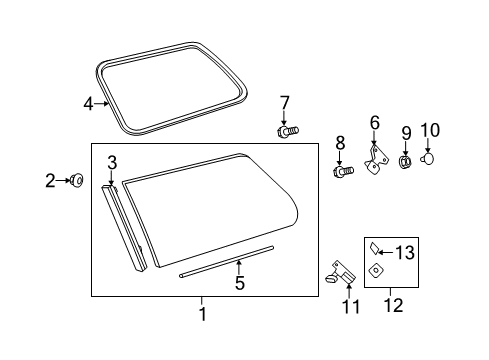 2011 Toyota Sienna Quarter Window Lock Retainer Diagram for 62735-AE010