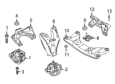 2015 BMW 435i Gran Coupe Engine & Trans Mounting Gearbox Support Diagram for 22326796611