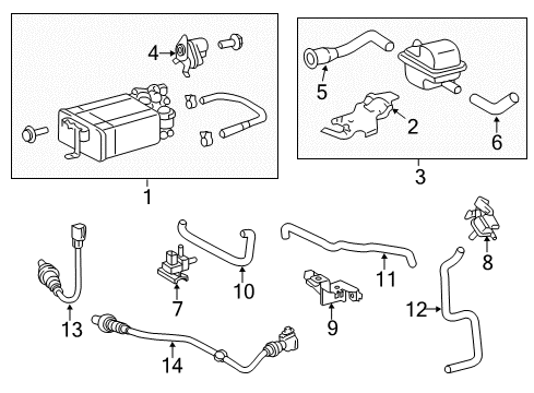 2012 Toyota Highlander Powertrain Control Vacuum Hose Diagram for 23827-36030