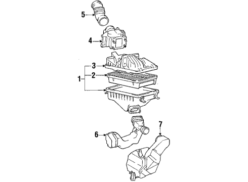 1986 Toyota Celica Air Intake Intake Meter Diagram for 22250-74080