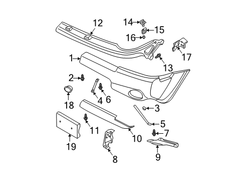 2004 Nissan Xterra Front Bumper Stay-Front Bumper Side, Lower Diagram for 62271-7Z800