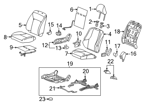2015 Honda Fit Passenger Seat Components Pad, Right Front Seat Cushion Diagram for 81137-T5R-A61