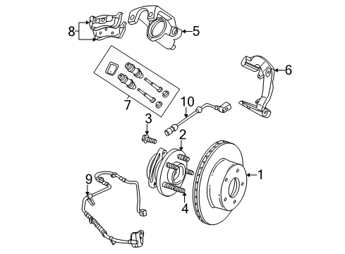 2001 Jeep Grand Cherokee Front Brakes Bracket Diagram for 5011979AB