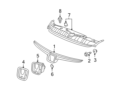 2008 Honda Civic Grille & Components Nut, Flange (5MM) Diagram for 94050-05020