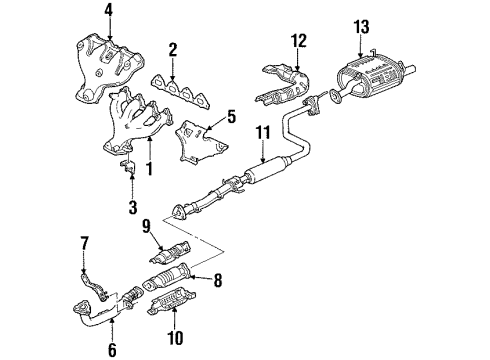 1993 Honda Civic del Sol Exhaust Manifold Cover B, Exhuast Manifold Diagram for 18121-PM4-950
