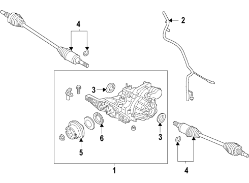 2021 Ford Bronco Sport Rear Axle, Differential, Drive Axles, Propeller Shaft Carrier Diagram for K2GZ-4000-AB