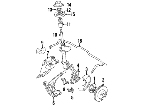 1991 Nissan Stanza Front Suspension Components, Lower Control Arm, Stabilizer Bar Cap Diagram for 54323-0P000