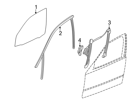 2008 BMW X3 Front Door Window Guide, Left Front Door Diagram for 51333424493