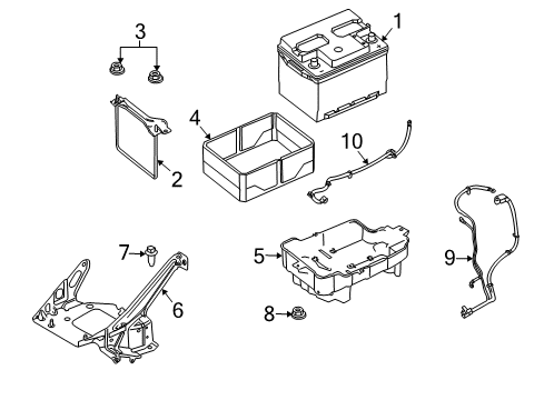2010 Ford Focus Battery Hold Down Diagram for 8S4Z-10756-A