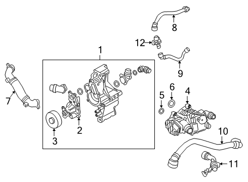 2021 BMW 330e Water Pump COOLANT RETURN LINE Diagram for 17128654852