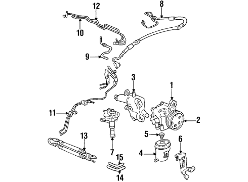 1994 Honda Prelude P/S Pump & Hoses, Steering Gear & Linkage Hose, Feed Diagram for 53713-SS0-A51