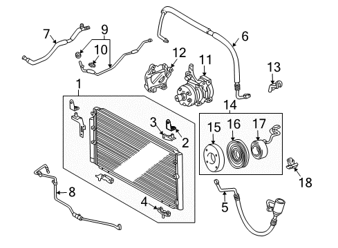 2004 Toyota Tundra A/C Condenser, Compressor & Lines Condenser Upper Bracket Diagram for 88688-0C150